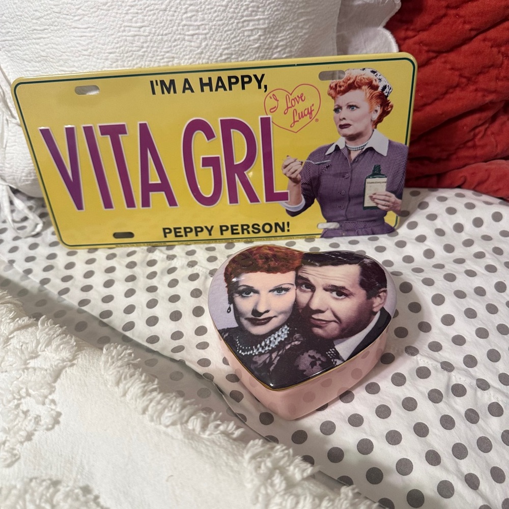 “I LOVE LUCY” Trinket Dish. Lucy & Desi & VITA GRL License Plate.